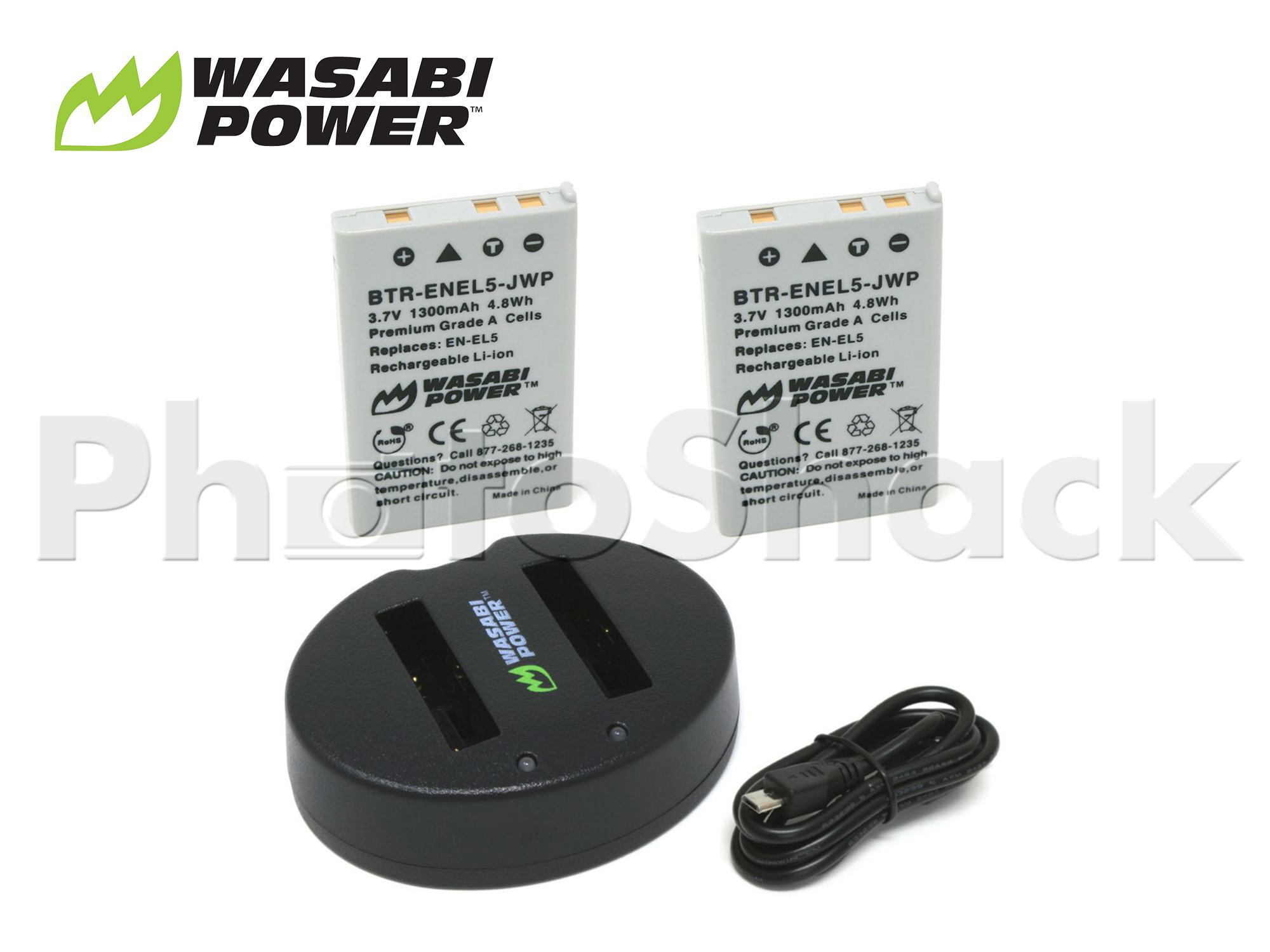 EN-EL5 Battery for Nikon (2 Pack + Dual Charger) - Wasabi Power